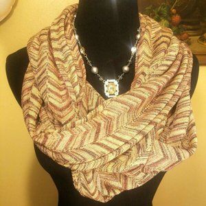 Missoni Large Knit INFINITY SCARF - Gold Metallic Chevron